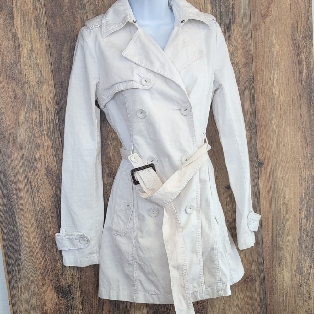 American Eagle White Denim Trench Coat S/P